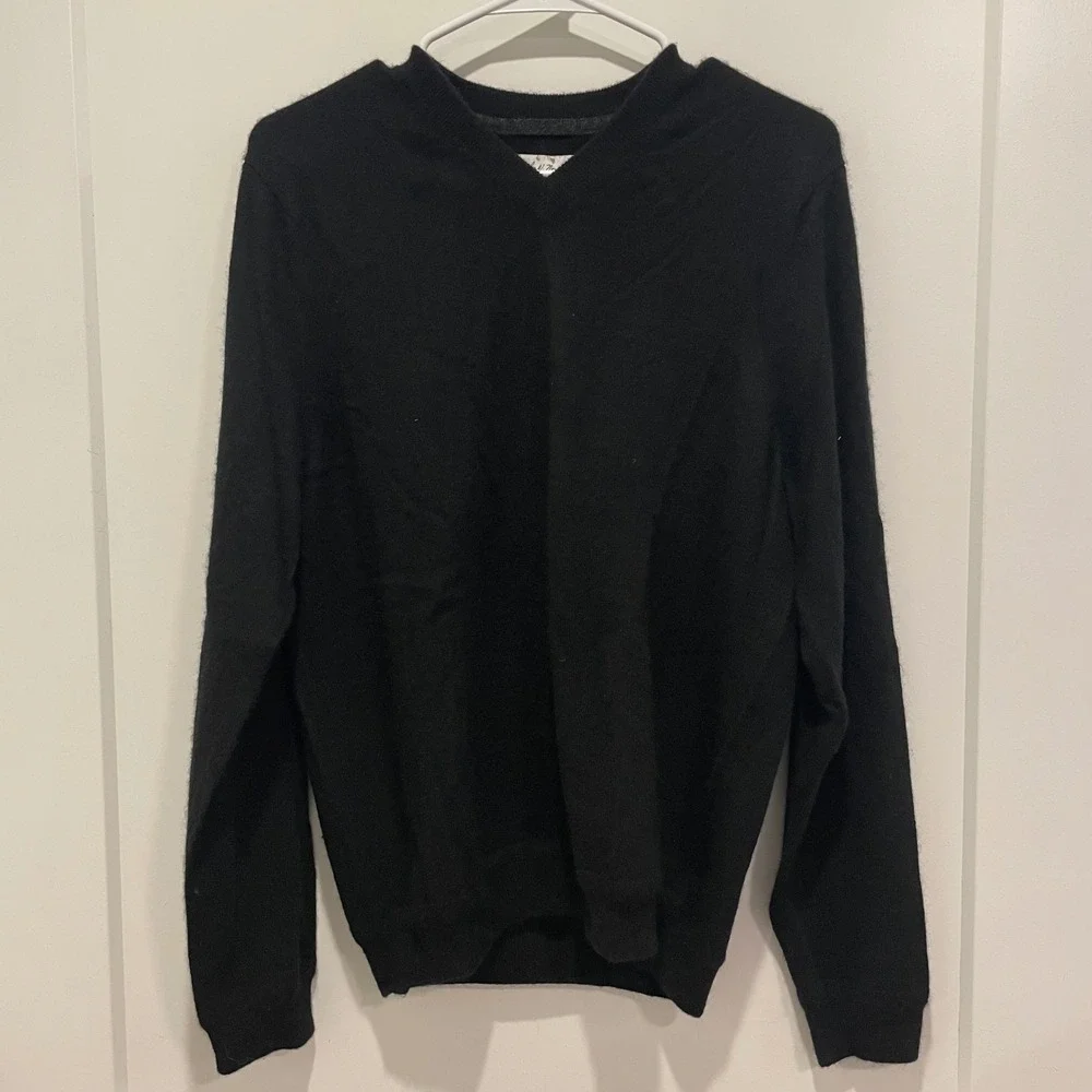 John W. Nordstrom Mens Black 100% Cashmere V-Neck Sweater Size M
